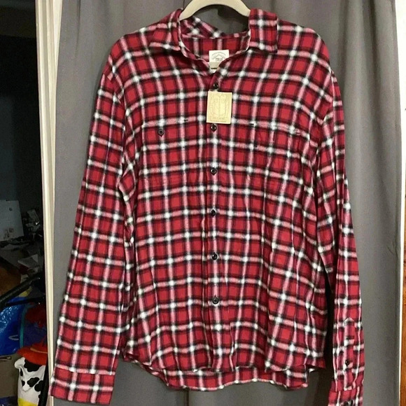 NWT TRUE CRAFT  MENS SIZE XL  RED PLAID FLANNEL SHIRT BUTTON FRONT  POCKET - Picture 2 of 11